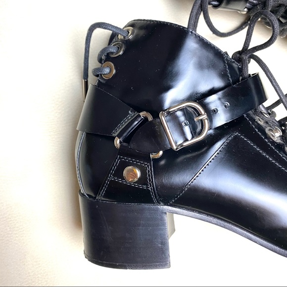 Balenciaga Lace-Up Patent Leather Ankle Boots - Picture 5 of 8